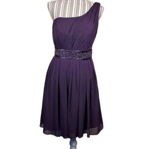 Bill Levkoff formal dress One Shoulder Short Fit &‎ Flare Beaded Bridesmaid Sz 8
